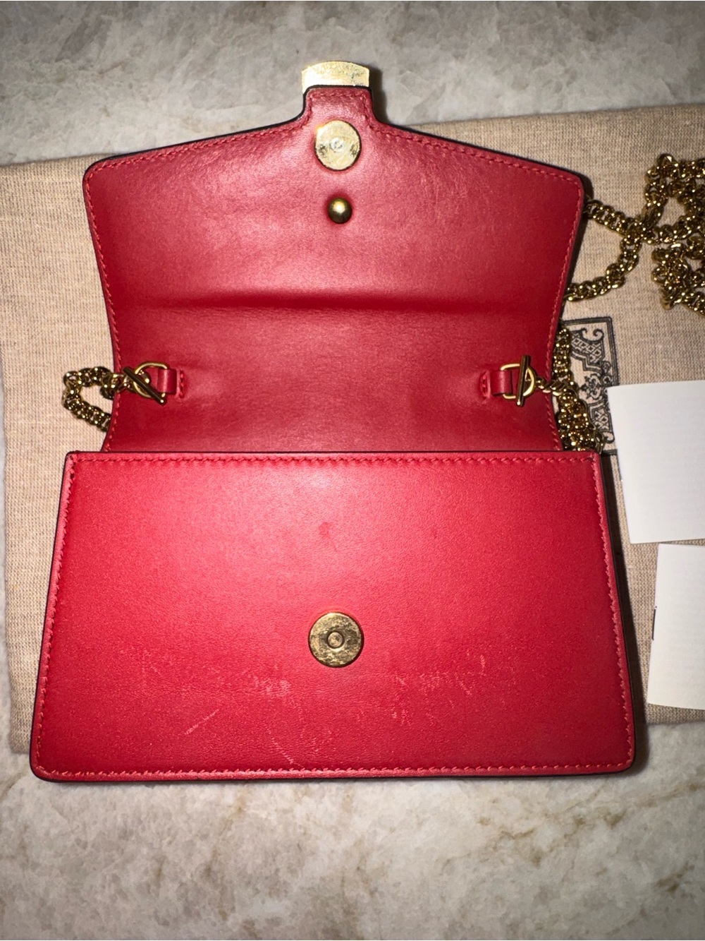 Gucci Red Leather Mini Sylvie Crossbody/Shoulder Bag with Gold Hardware - Picture 6 of 9